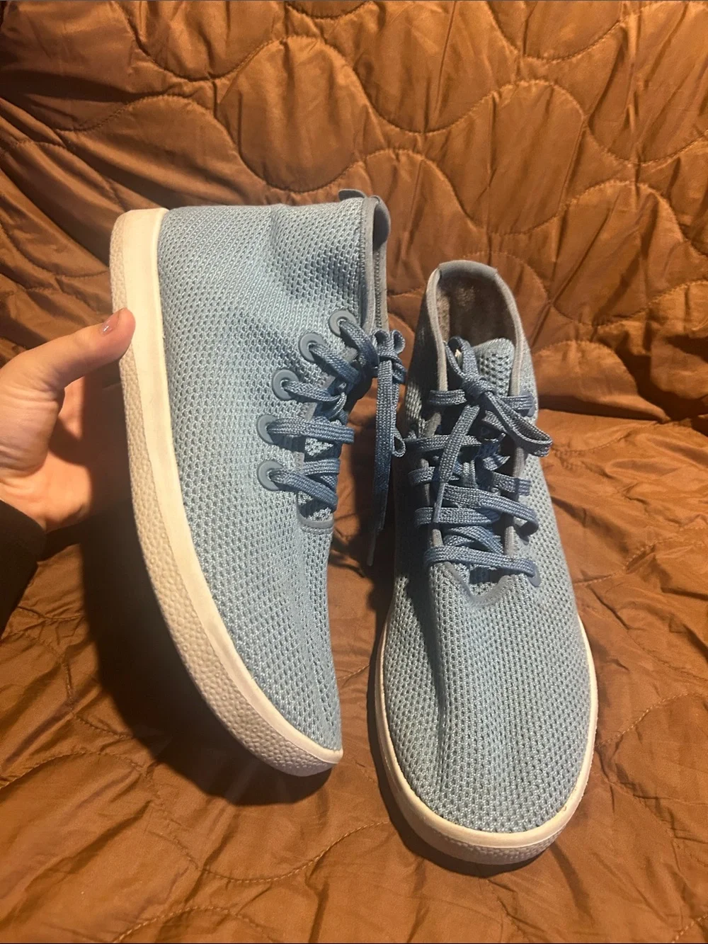 allbirds Men's Sky Blue Knit High-Top Sneakers